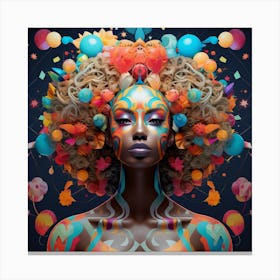 Colorful Woman With Balloons Canvas Print