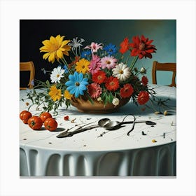 Flowers On A Table 1 Canvas Print