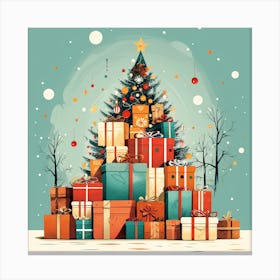 Christmas Tree With Gifts 1 Canvas Print