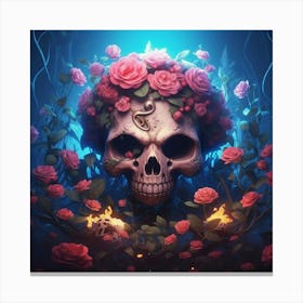 Skull With Roses Canvas Print