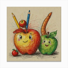 Apples And Pencils Canvas Print