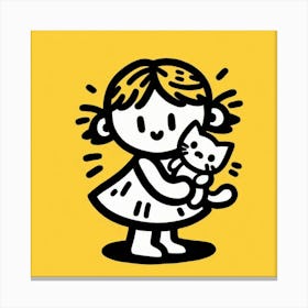 Little Girl With Cat 2 Canvas Print