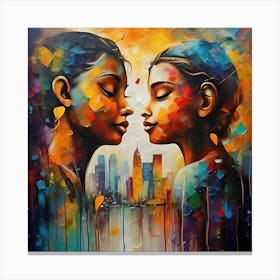 Childhood Friends In The City Canvas Print