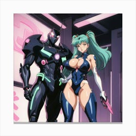 1900's vintage sexy anime girl in mech suits 01 Canvas Print