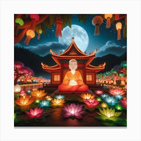 Buddha In The Temple Canvas Print