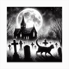 Cat In Cemetery Canvas Print
