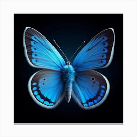 A Stunning Close-Up of a Blue Morpho Butterfly with Its Vibrant Wings Spread Open, Displaying Its Iridescent Colors and Delicate Patterns, Capturing the Essence of Nature's Beauty and the Marvel of Insect Life Canvas Print