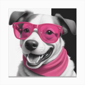 Pink Dog With Sunglasses Canvas Print