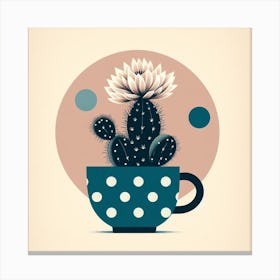 Scandinavian style, Blooming cactus in a cup 1 Canvas Print