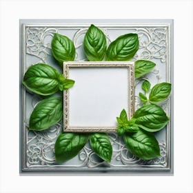 Frame With Green Leaves 4 Canvas Print