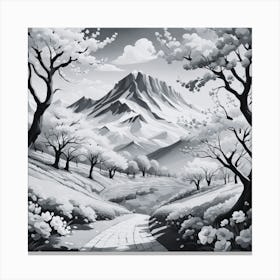 Black And White Landscape Painting 1 Canvas Print
