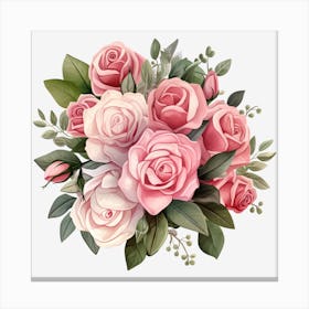 Bouquet Of Pink Roses 2 Canvas Print