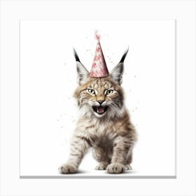Lynx In Party Hat Canvas Print