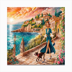 A Stunning Illustration Of An Italian Coastal Scen Ha3iunkdsn6jrcoqisxx A 7sb23ahfqr2clhojlgzj7q Canvas Print