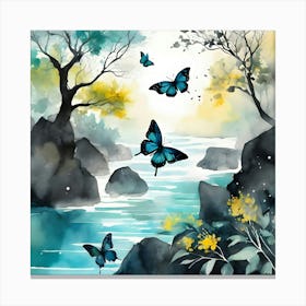 Butterflies By The River Canvas Print