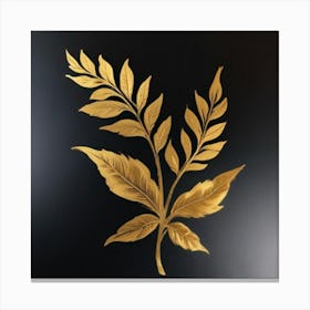 1000015005 black and gold leaf art print Canvas Print