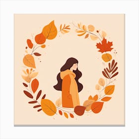 Autumn Leaves Wreath Canvas Print