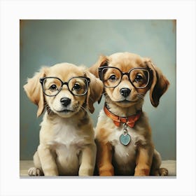 Two Dachshunds In Glasses Canvas Print