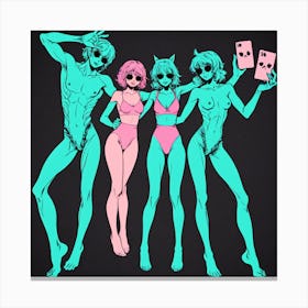 Four Girls In Bikinis Canvas Print