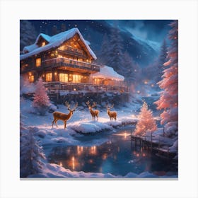 Wintery Christmas on the lake Canvas Print