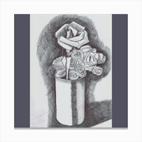 Flowers in the glass; graphics, pen series Canvas Print