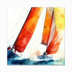 Sailboats In The Ocean 6 Canvas Print