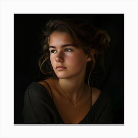 Portrait of a young woman looking out Canvas Print