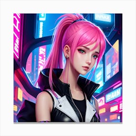 Anime Girl With Pink Hair Canvas Print