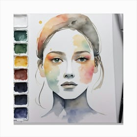 Watercolor Portrait Of A Woman 4 Canvas Print