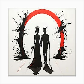 Minimalist King And Queen Abstract Royal Couple Silhouette Lienzo