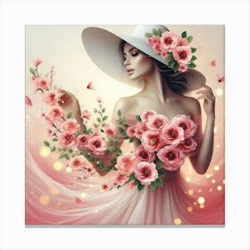 Beautiful Girl With Flowers 3 Canvas Print