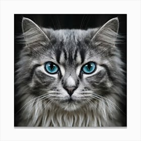 Portrait Of A Cat With Blue Eyes 2 Canvas Print