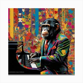 Chimpanzee at the Piano Canvas Print