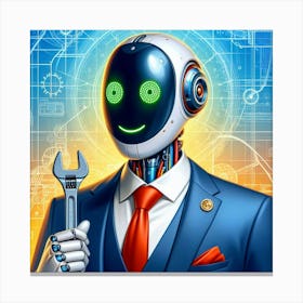 Robot Engineer In Business Suit Canvas Print