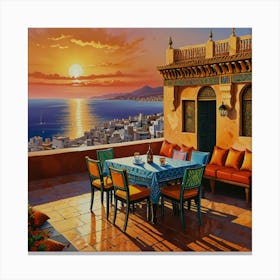 Sunset On The Terrace Canvas Print