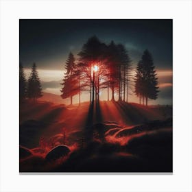 Sunset In The Forest 66 Canvas Print