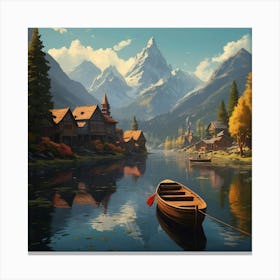 Village By The Lake Canvas Print