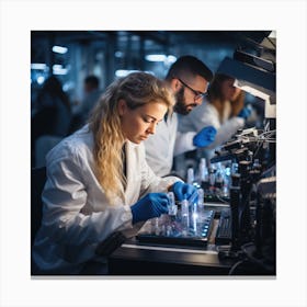 Young Scientists Working In A Laboratory Canvas Print