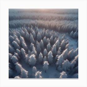 Aerial View Of Snowy Forest 16 Canvas Print