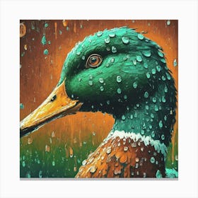 Duck In Rain Canvas Print