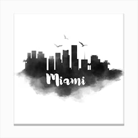 Watercolor Miami Skyline Canvas Print