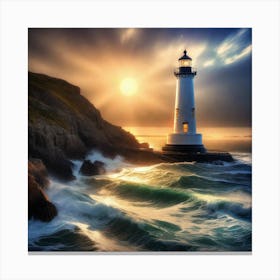 Lighthouse In The Ocean 8 Canvas Print