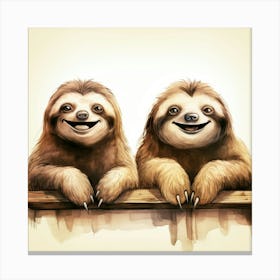 Sloths Cartoon 3 Canvas Print