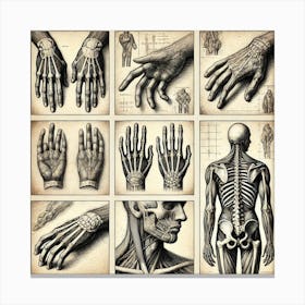 Hand Crafted Anatomy Sketches Printed Art A Series Of Detailed Hand Drawn Anatomical Sketches, Perfect For Bringing The Art And Science Of Medicine To Life In Any Space Printed Art Canvas Print