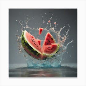 Watermelon with water splash Canvas Print