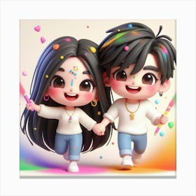 Holi Couple 8 Canvas Print