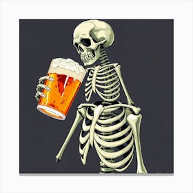 Skeleton Holding A Beer 2 Canvas Print