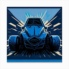 Car Blue Artwork Of Graphic Design Flat (113) Canvas Print