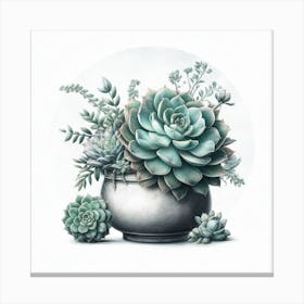 Succulents In A Pot 1 Canvas Print