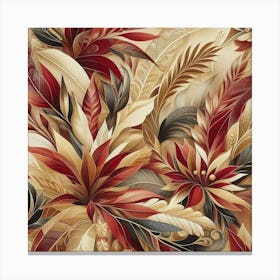 Red And Beige Leaves Canvas Print